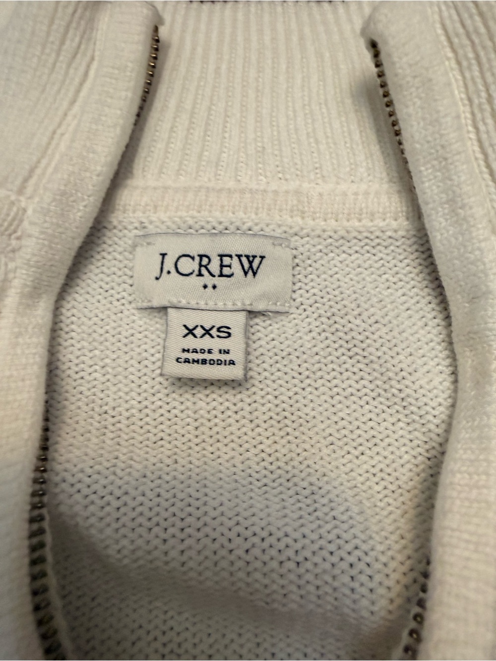 J. Crew Striped Half-Zip Sweater with Pearl Zipper in Blue and Cream - Picture 2 of 10
